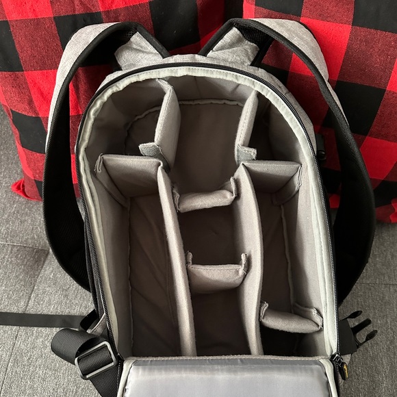 Light Gray Camera Backpack with Padded Interior main image 14